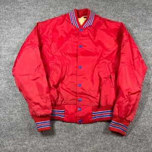 Vintage West Wind Jacket Men's M Fox Chase Soccer Bomber Red Snap Front Nylon